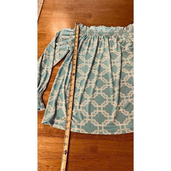 Charter Club Blue White Off the Shoulder Blouse WOmens SZ XS New - Picture 4 of 10